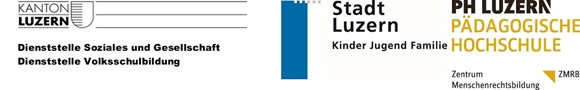 Logos DISG, DVS, KJF Stadt Luzern, Zentrum für Menschenrechtsbildung der Pädagogischen Hochschule Luzern  